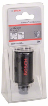 Алмазная коронкаBOSCH (БОШ) по керамической плитке, мрамору, граниту, шиферу  Diamond for Hard Ceramics для мокрого сверления 32 mm, 1 1/4" 2608580306